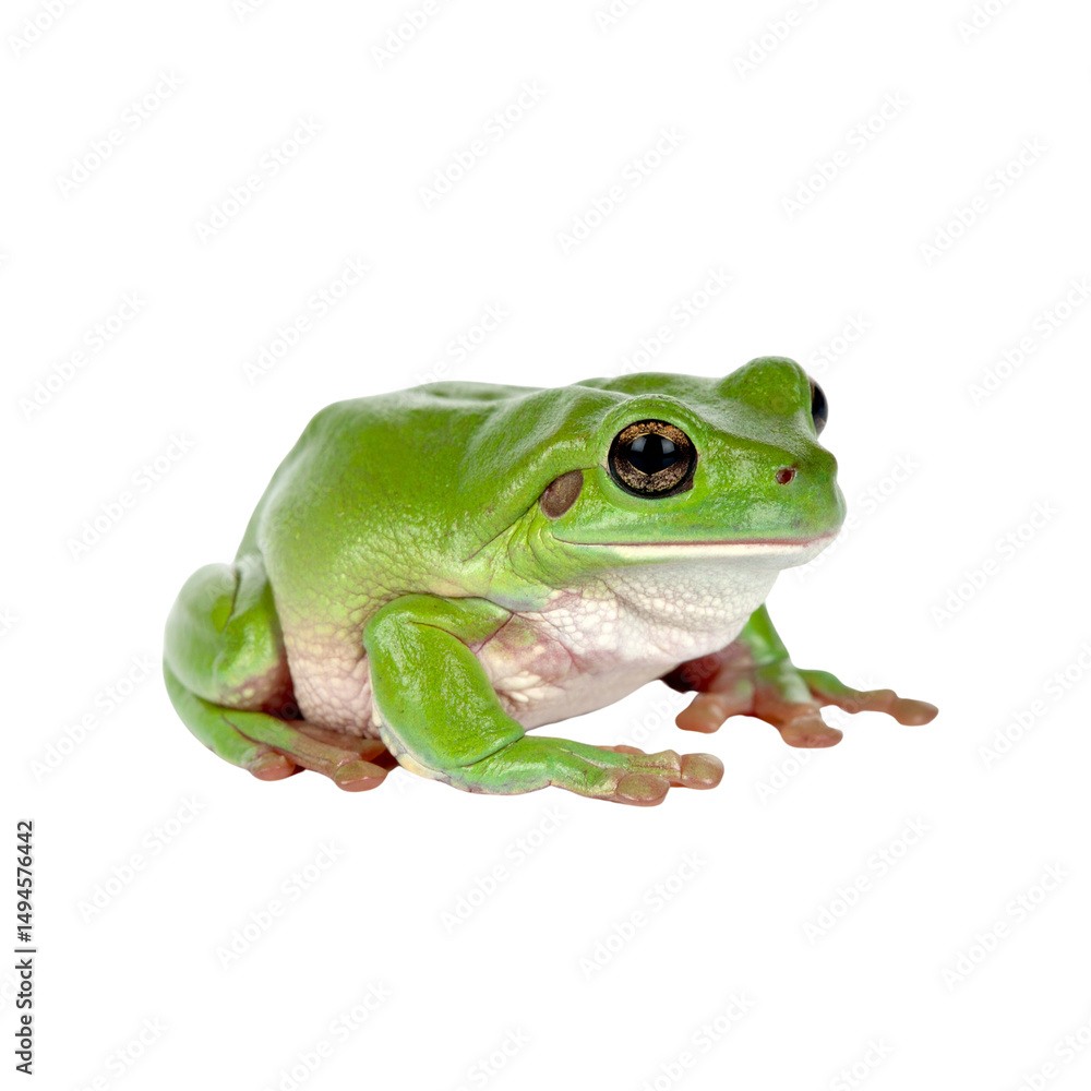 Green-eyed and red-eyed tree frogs, small tropical amphibians, isolated closeup Green-eyed and red-eyed tree frogs, small tropical amphibians, isolated closeup