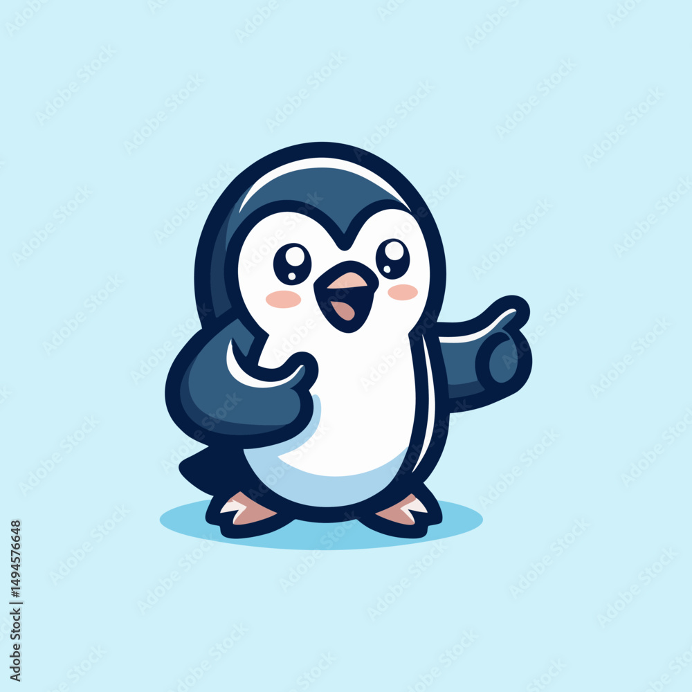 Obraz premium Modern Penguin Mascot Vector Design Illustration Character Animal Logo Cartoon Emblem Nature Wildlife Cute Adorable Flat Friendly Icon Winter Creative Branding Antarctic Arctic Baby Character Blue Swi