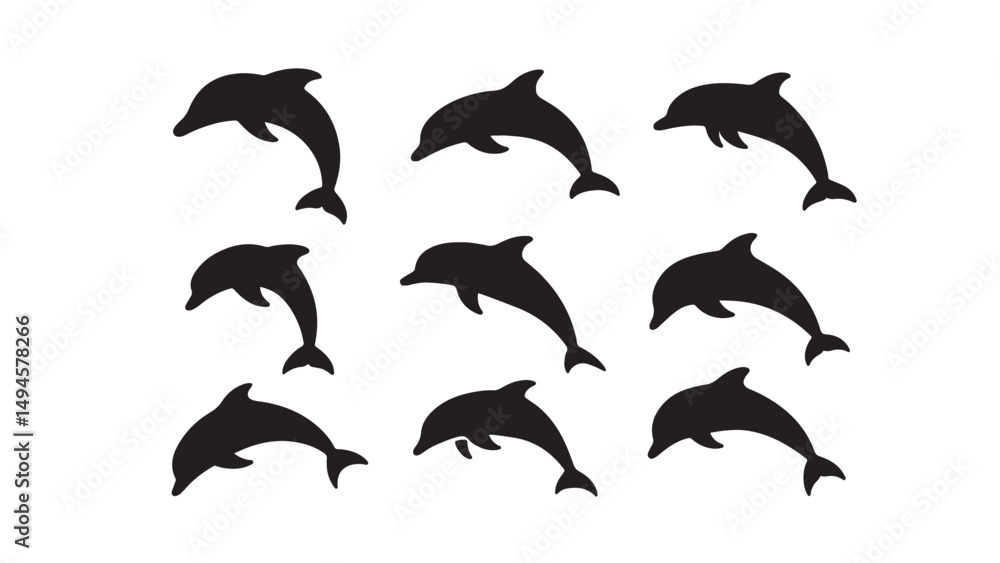 Obraz premium Unique Dolphin Poses Silhouette