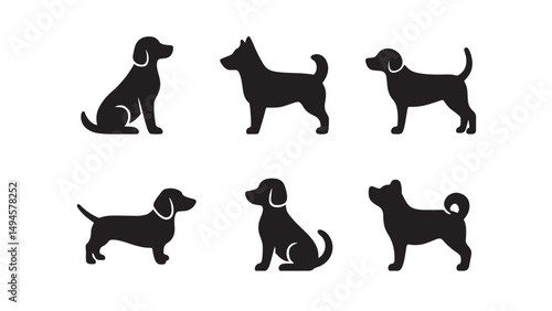 Unique Dog Poses Silhouette Set
