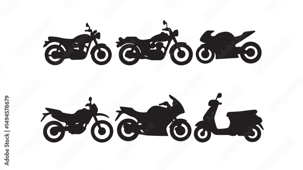 Obraz premium Assorted Motorcycle Silhouette