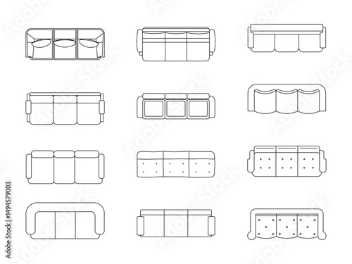 Three Seat Sofa Outline Set