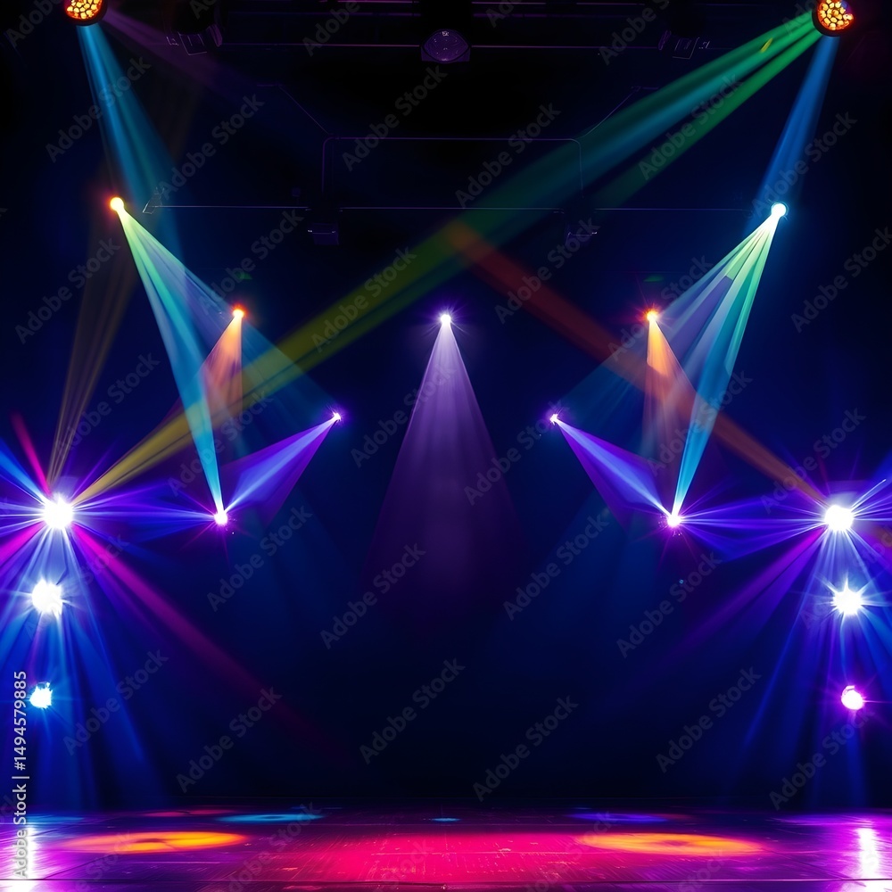Obraz premium Empty Concert Stage Illuminated by Dramatic Lighting