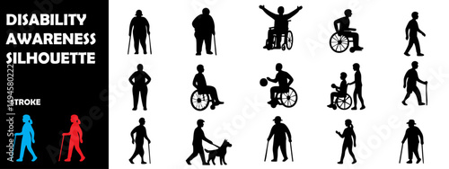 Disability Awareness Silhouette Vector Set