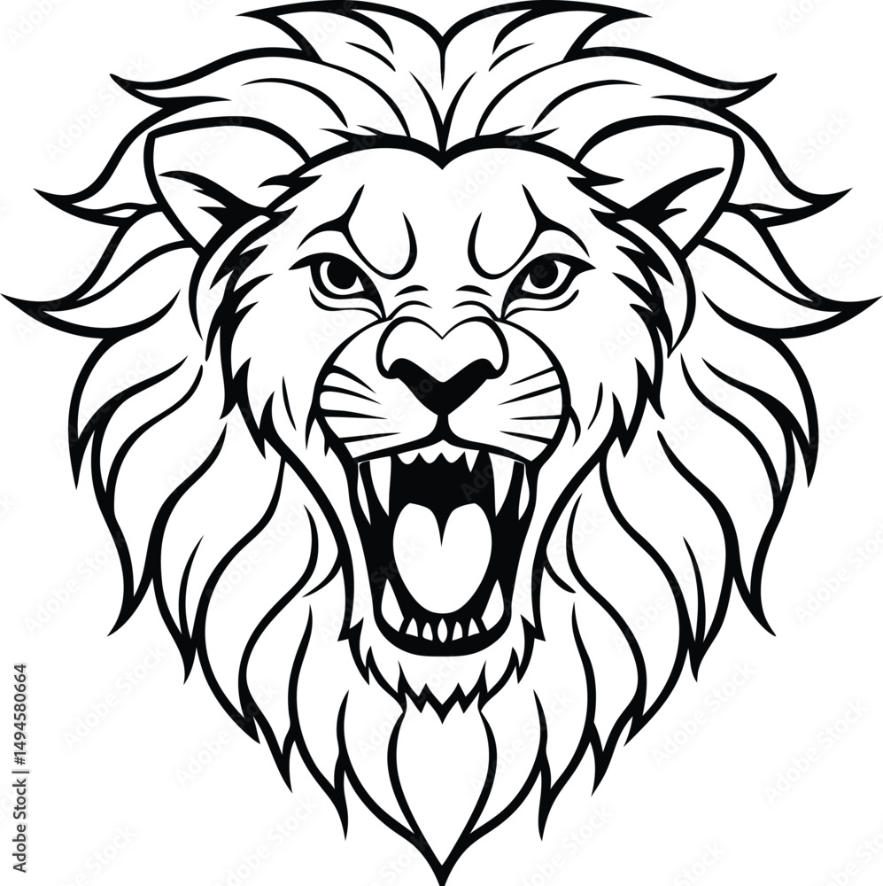 Fototapeta premium Lion head line art, lion head silhouette, lion clip art