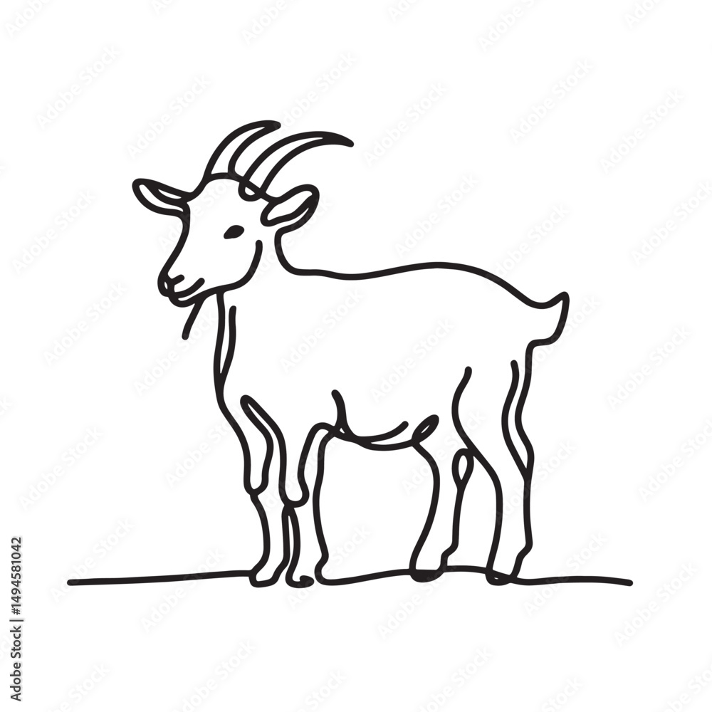 Fototapeta premium Goat Simple Vector one line drawing illustration 