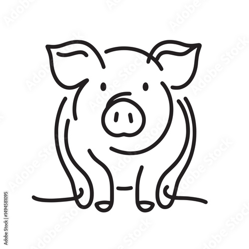 vector illustration of a pig  simple one line drawing illustration 