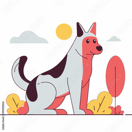 Illustration of a dog sitting isolated on transparent background