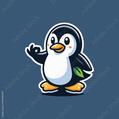 Penguin mascot cartoon character logo vector for animal mascot emblem adorable arctic animal illustration cute bird funny penguin art mascot design clipart digital logo merchandise and branding