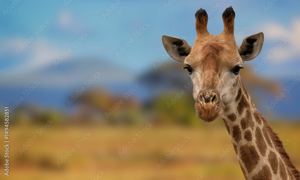 Fototapeta premium Close-Up of a Nubian Giraffe