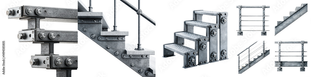 Fototapeta premium Steel construction elements and engineering components