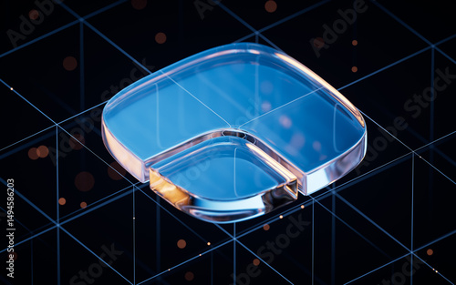 Photography Abstract blue glass geometry cubes, 3d rendering.