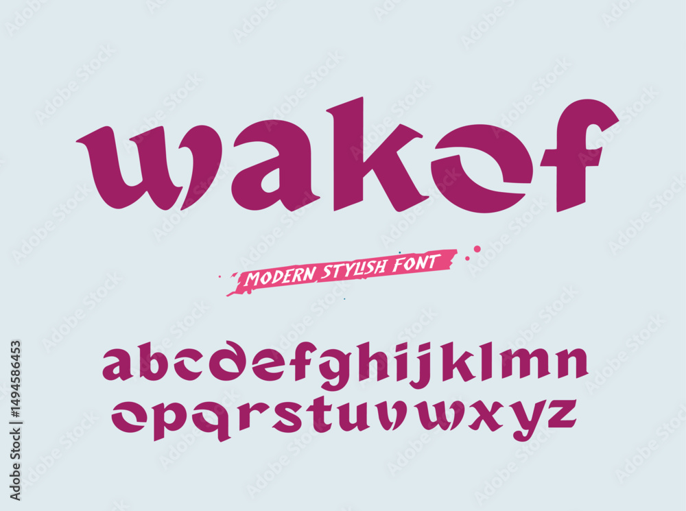wakof, a modern alphabet lowercase font. minimalist typography vector illustration design wakof, a modern alphabet lowercase font. minimalist typography vector illustration design