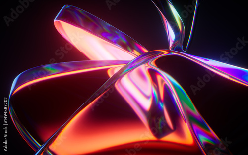 Fototapeta Naklejka Na Ścianę i Meble -  Abstract gradient glass geometry background, 3d rendering.