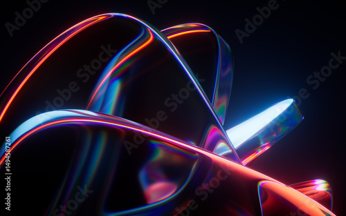 Fototapeta Naklejka Na Ścianę i Meble -  Abstract gradient glass geometry background, 3d rendering.