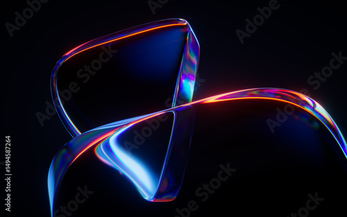 Fototapeta Naklejka Na Ścianę i Meble -  Abstract gradient glass geometry background, 3d rendering.