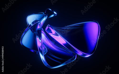 Fototapeta Naklejka Na Ścianę i Meble -  Abstract gradient glass geometry background, 3d rendering.