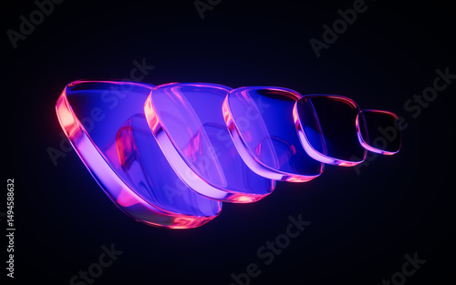 Fototapeta Naklejka Na Ścianę i Meble -  Abstract gradient glass geometry background, 3d rendering.