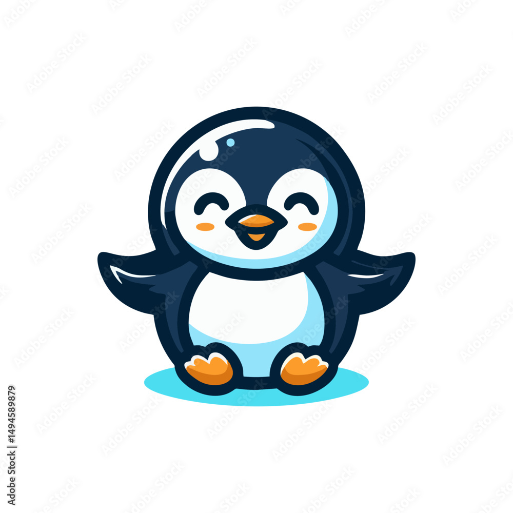 Obraz premium Cute Cartoon Penguin Mascot Character Vector Design for Fun Logo Animal Branding Digital Illustration Emblem Icon Flatdesign Creative Concept Character Design Wildlife Illustration and Promotion