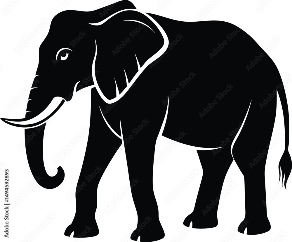 Obraz premium Elephant silhouette, Animal silhouette, Elephant
