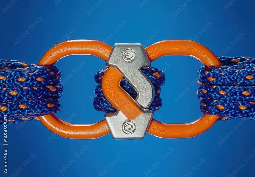 Obraz premium Interlocking Orange and Silver Rope Fasteners