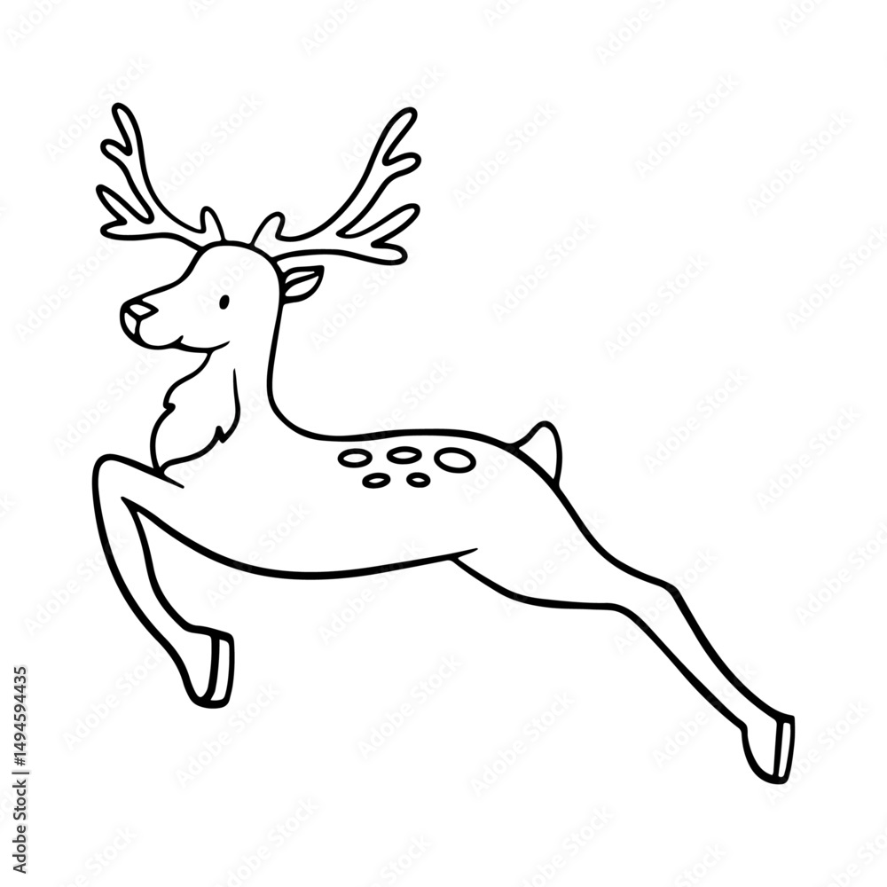 Little cute Runnin Deer Vector Hand Drawing Art Little cute Runnin Deer Vector Hand Drawing Art