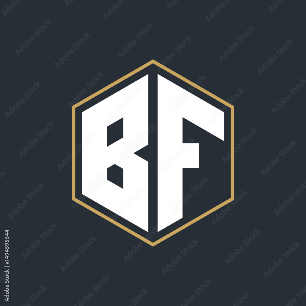 Obraz premium Modern Luxury Letter Monogram Logo with Polygon Frame Design 