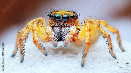 Wallpaper Mural Close-up of jumping spider on light-colored surface with blurred background Torontodigital.ca