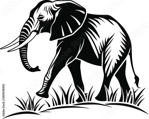 Elephant silhouette, Animal silhouette, Elephant