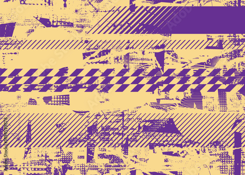 Glitch distorted geometric shape . Noise destroyed logo . Trendy defect error shapes . Glitched frame .Grunge textured . Distressed effect .Vector shapes with a halftone dots screen print texture.