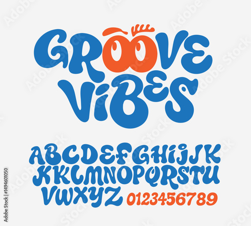 70s retro groovy alphabet letters font and number. Typography decorative fonts vintage concept. Inspirational slogan print with hippie symbols for graphic tee t shirt logo. vector illustration