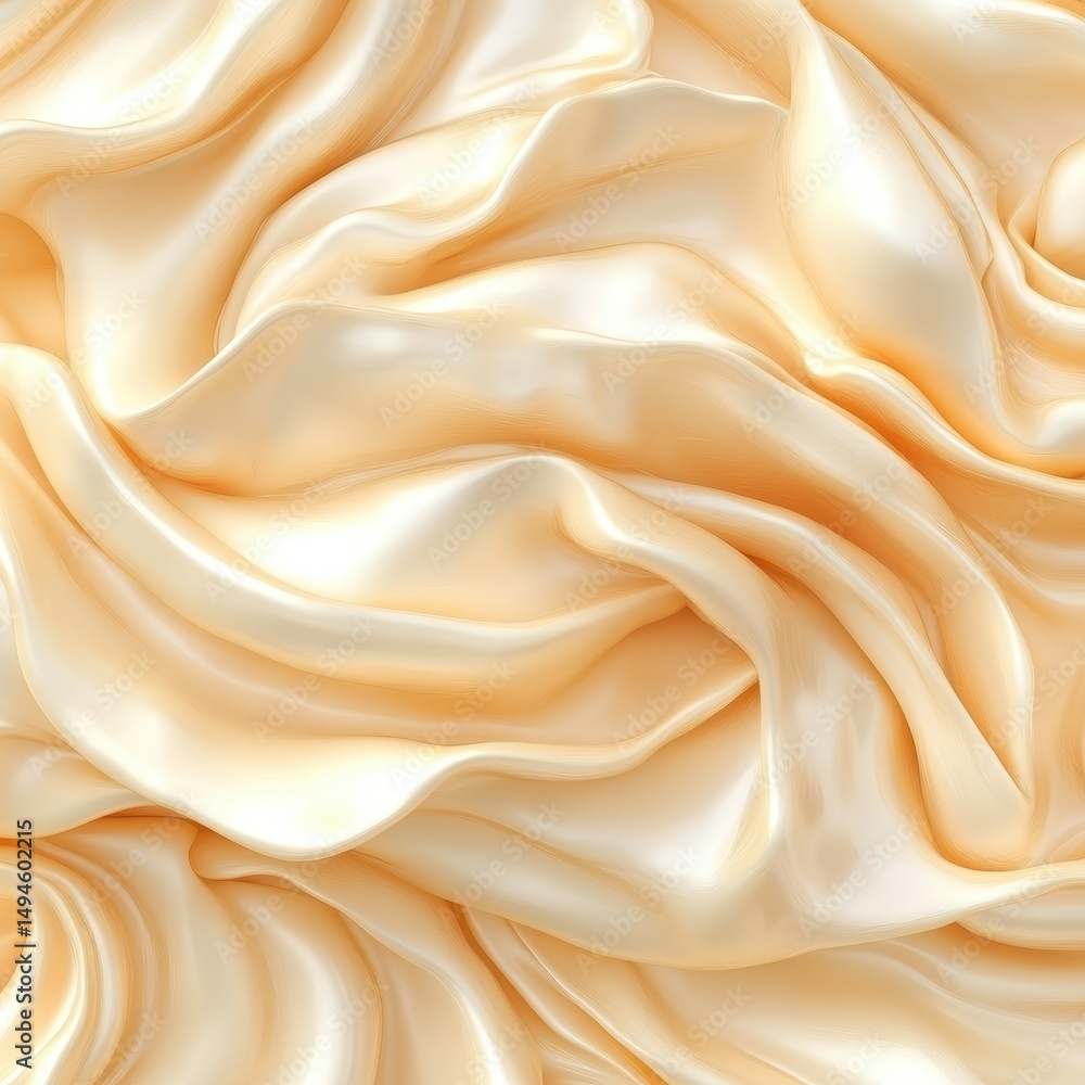 Luxurious, creamy pale gold silk fabric with soft, flowing, undulating folds and subtle highlights Luxurious, creamy pale gold silk fabric with soft, flowing, undulating folds and subtle highlights