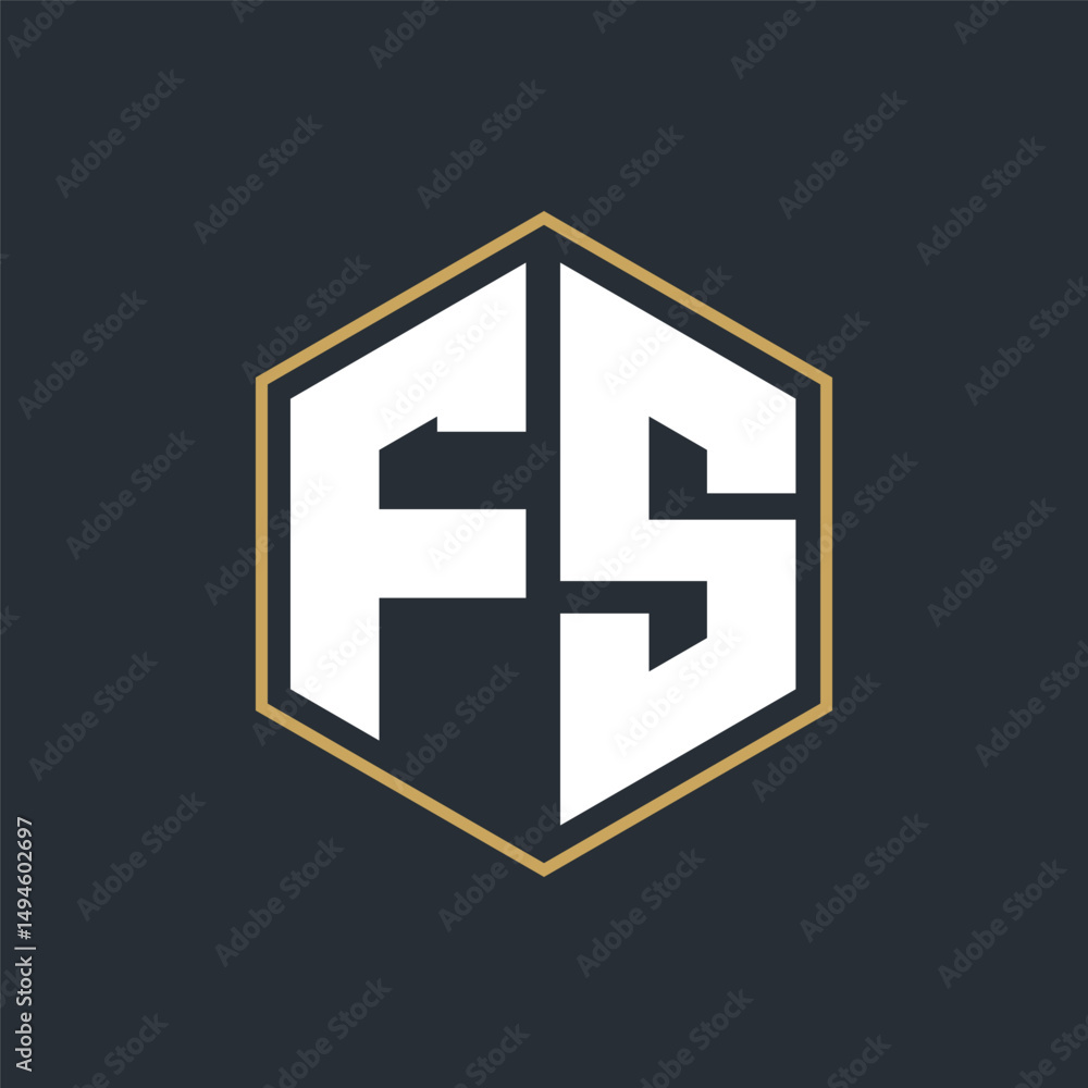 Obraz premium Modern Luxury Letter Monogram Logo with Polygon Frame Design 