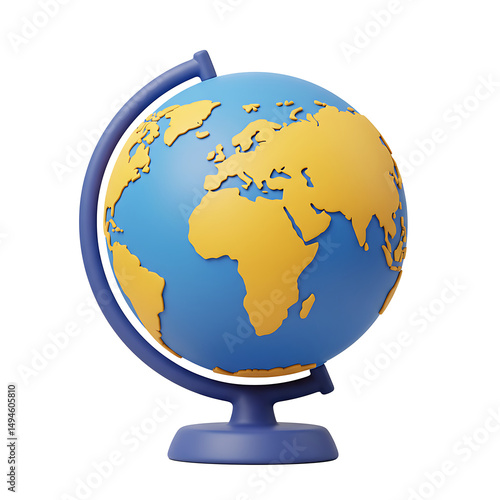 3d rendered globe model depicting continents isolated on white background for educational and global concepts