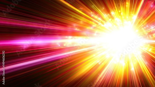 Explosive burst of vibrant radiant energy rays.