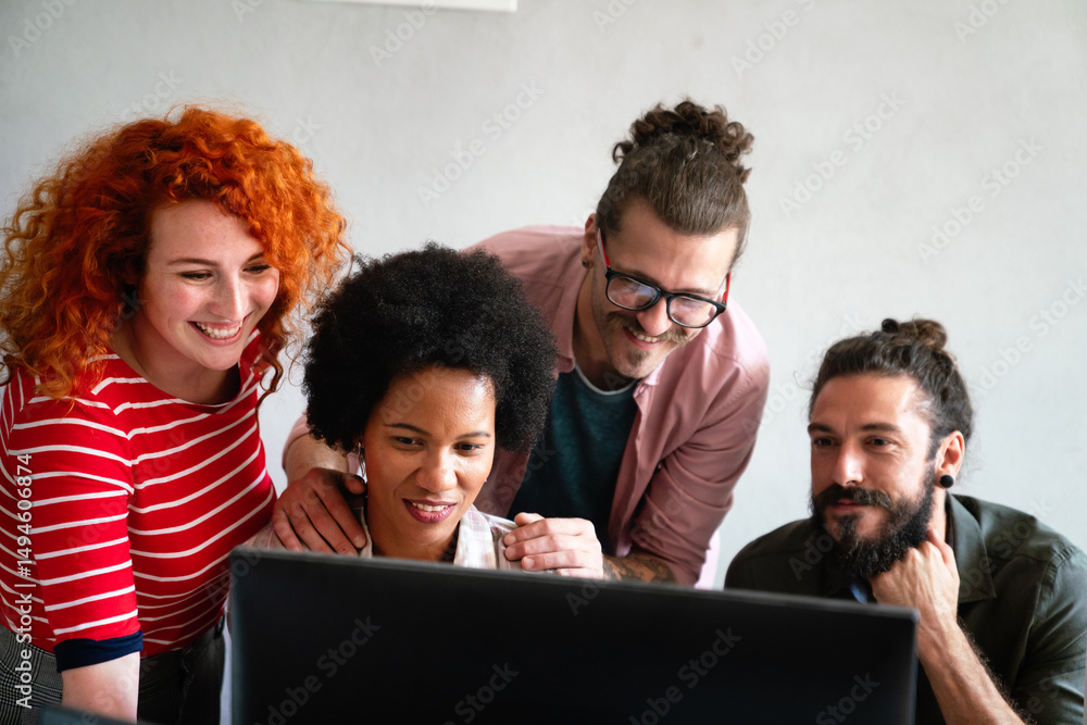 Fototapeta premium Software engineers working on project and programming in company. Startup business concept