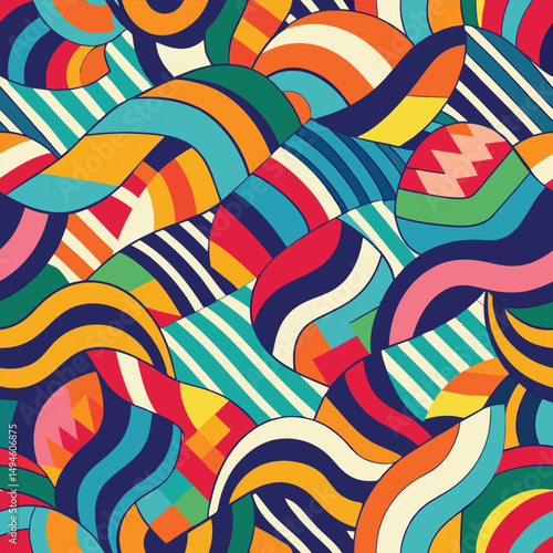 Abstract geometric pattern of farm food. Stylized poster with fruit and vegetables. Agriculture plants in cubism style. Contemporary art of healthy, natural, organic products. Flat vector