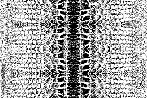 Seamless Black and White Crocodile Skin Vector Pattern