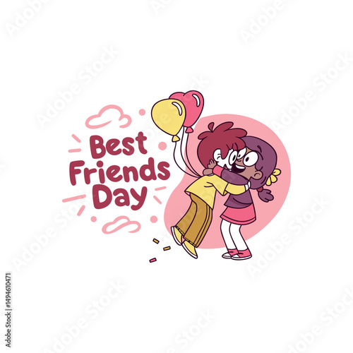 Happy best friends day vector logo on a white background 