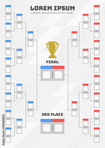 Tournament Bracket with 32 Team for Knock Out Championship Event