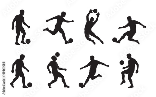 Wallpaper Mural Soccer Player Silhouette Vector Set – Football Action Poses Clipart Illustration Torontodigital.ca