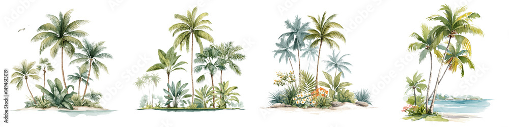 Fototapeta premium Tropical palm tree landscape scene