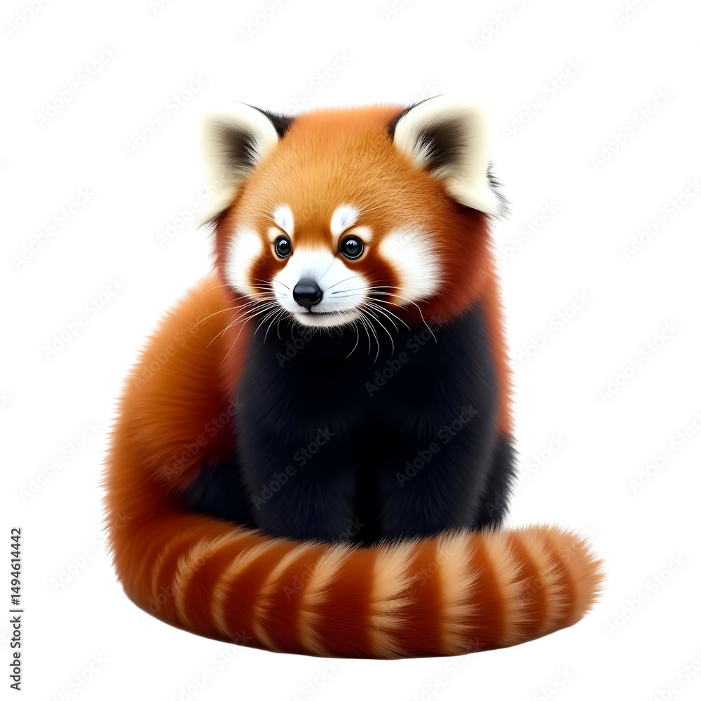 Obraz premium Endearing Red Panda Looking Alert Adorable Mammal Forest Creature Wildlife