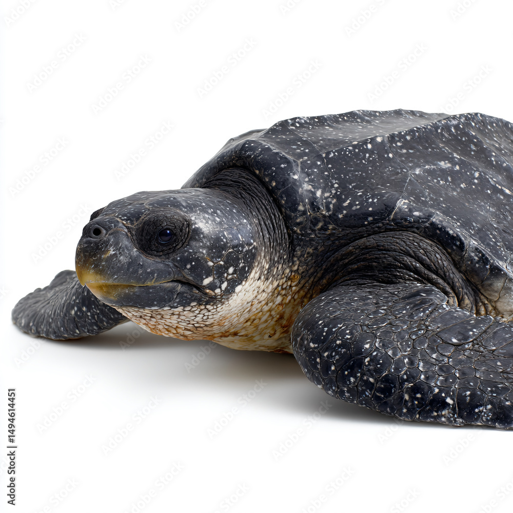 Obraz premium a turtle laying on a white surface with its head turned