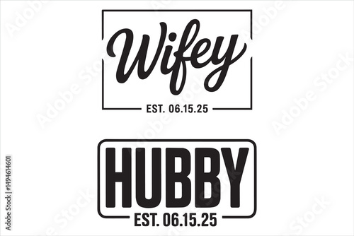 Just Married Couple Shirts – Wifey & Hubby Matching Tees for Wedding, Honeymoon & Bridal Party. T shirt design