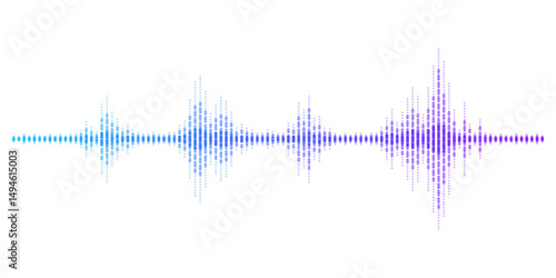 Abstract sound wave stripe lines colourful gradient purple blue equalizer isolated on transparent background. Vector illustration in concept music, sound, technology.
