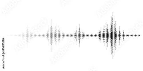Abstract sound wave stripe lines black white gradient equalizer isolated on transparent background. Vector illustration in concept music, sound, technology.