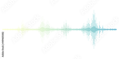 Abstract sound wave stripe lines colourful gradient green yellow equalizer isolated on transparent background. Vector illustration in concept music, sound, technology.