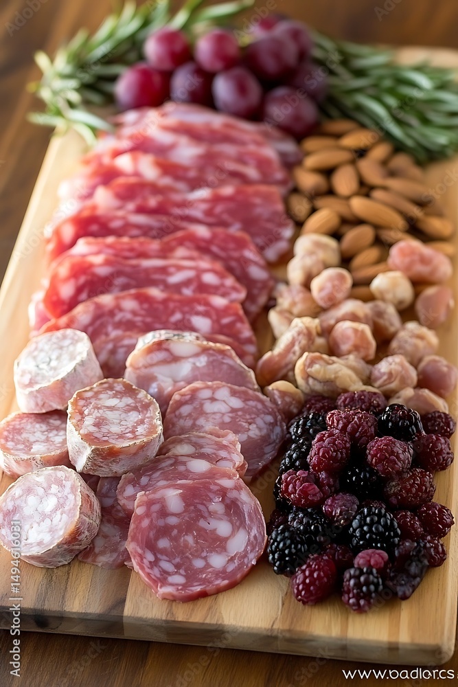 Gourmet cured meats and fruits platter Gourmet cured meats and fruits platter