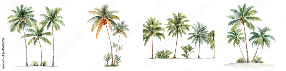Obraz premium Lush tropical palm trees in a scenic landscape